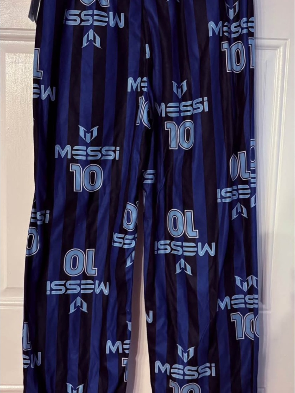 Messi Kids Navy & Black Striped Pajama Bottoms -SOCCER